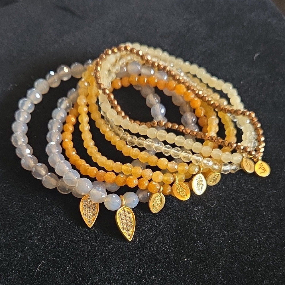 Satya Gold and Yellow Beaded Bracelet Set